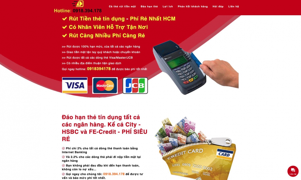 Rút tiền mặt từ thẻ tín dụng uy tín với 615